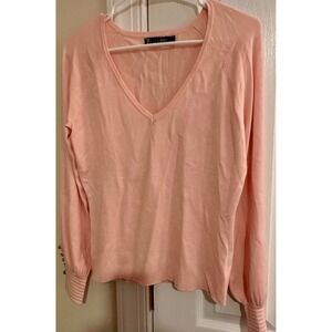 7th Avenue Design Studio New York & Company Pink V Neck Long Sleeve Sweater‎ S